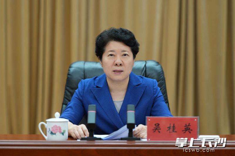 省委常委、市委书记吴桂英讲话。 均为长沙晚报全媒体记者郭雨滴摄