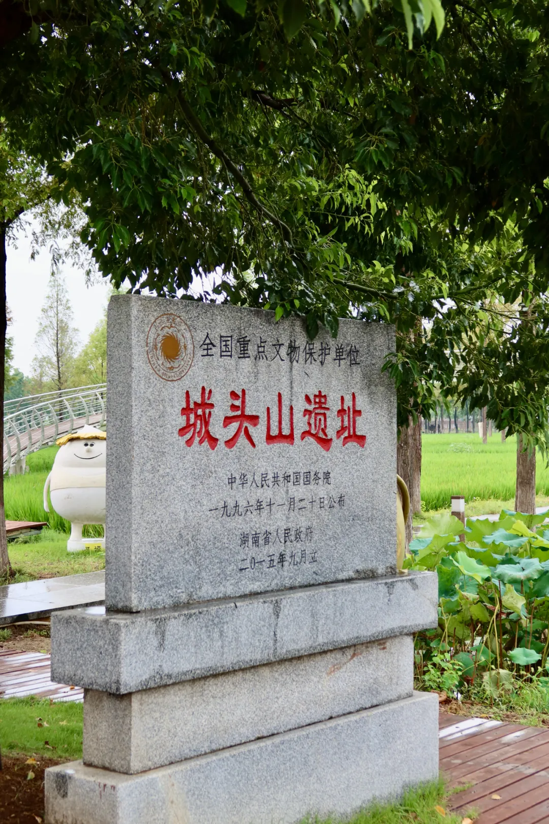 　　城头山遗址文物保护标志碑。图/曹宇旋