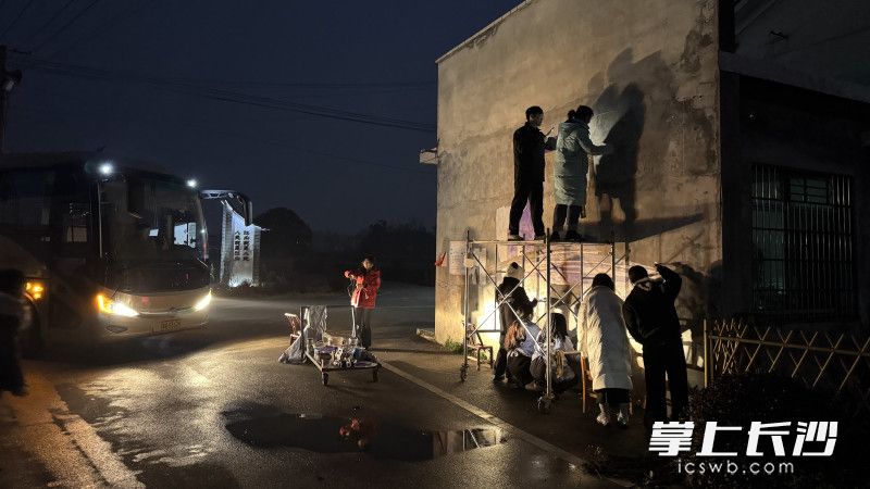 青年学子们结合专业优势，开展屋场墙绘活动。