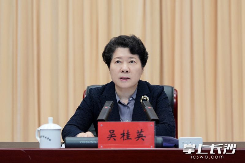 省委常委、市委书记吴桂英作动员讲话。 均为长沙晚报全媒体记者 郭雨滴 摄